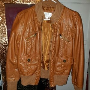 Brown camel color bomber jacket